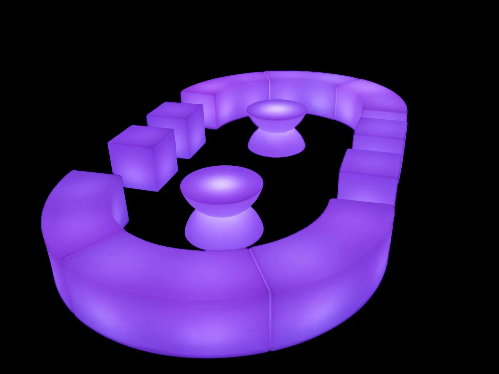 Circular VIP Lounge — LED Furniture setup in Miami